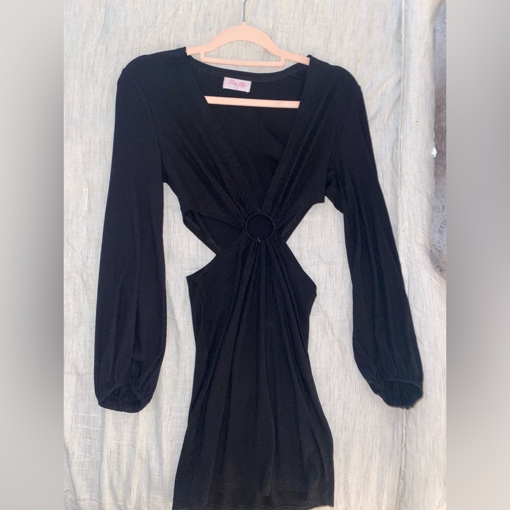 Pink lily black dress